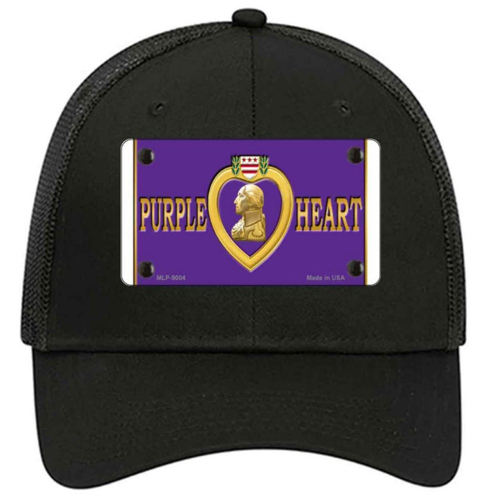 Purple Heart Metal on Trucker Mesh Snapback Hat - Black